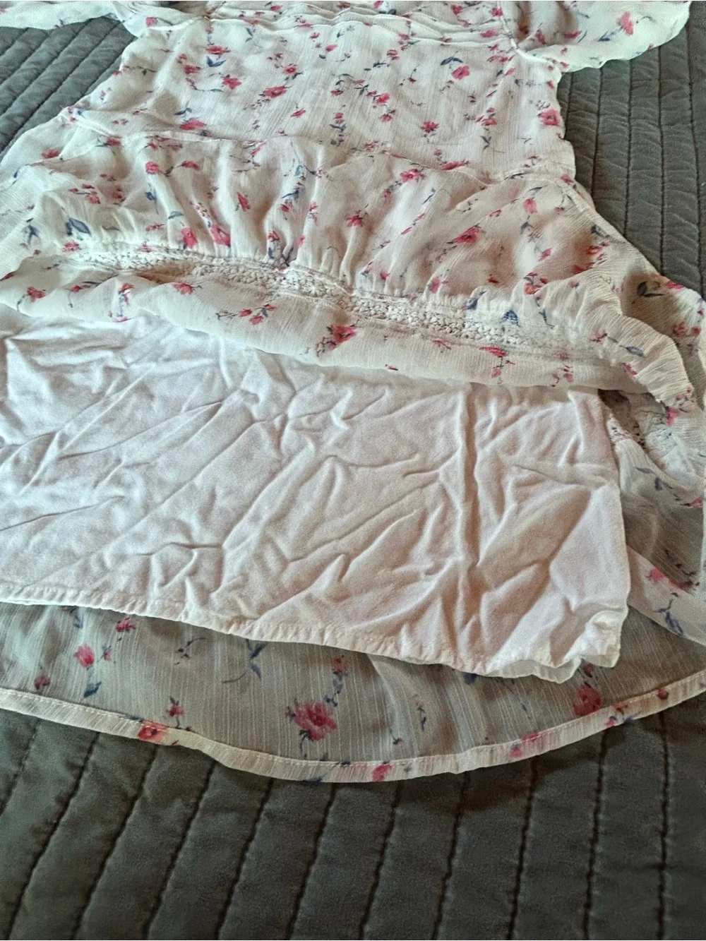 abercrombie kids White Floral Long-Sleeve Dress
